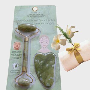 Jade face facial roller Dual Sided with Gua Sha Stone Massager firming
